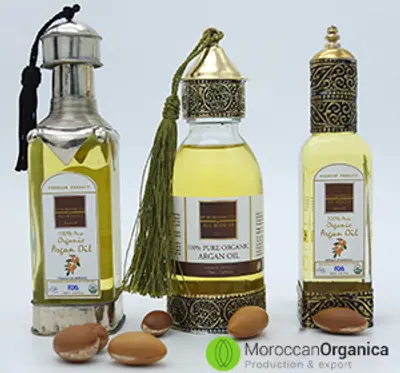 Handmade Moroccan cosmetic argan oil and natural skincare ingredients