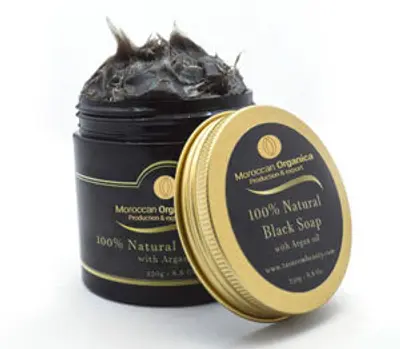 Traditional Moroccan black soap for hammam exfoliation